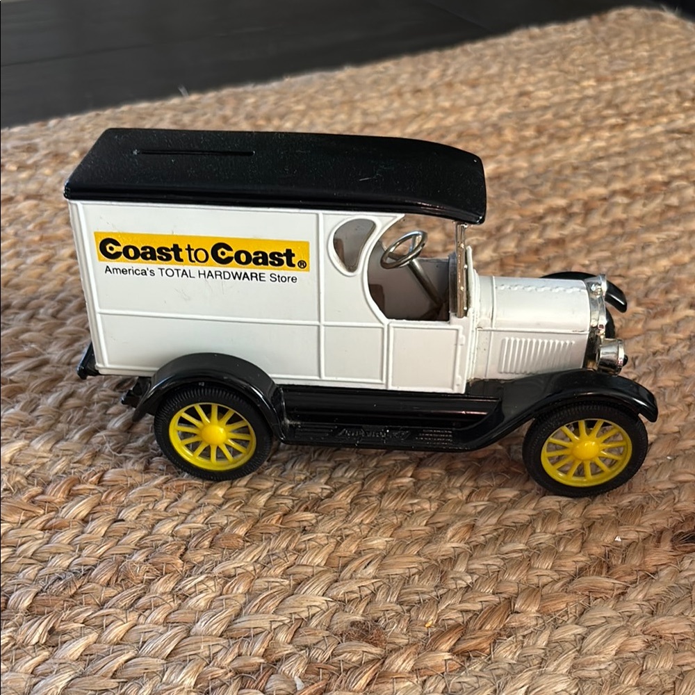 White Chevrolet 1923 delivery van “Coast to Coast” Diecast Model Car bank